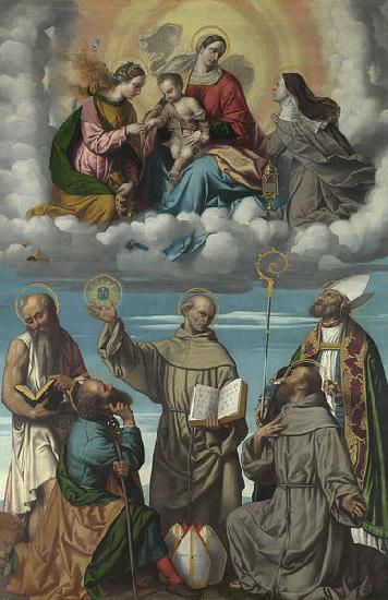 MORETTO da Brescia The Virgin and Child with Saint Bernardino and Other Saints